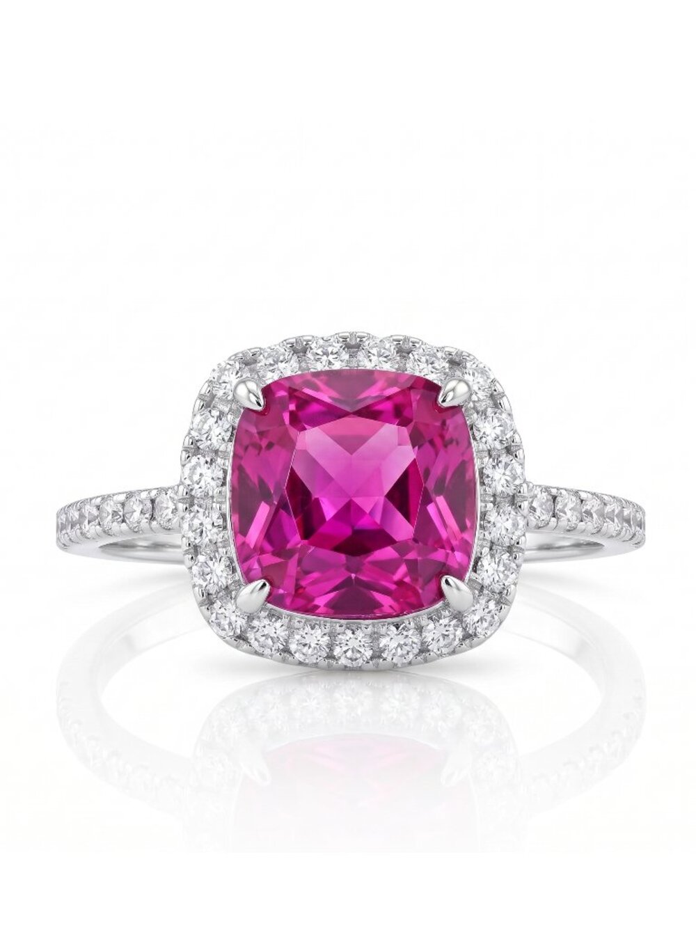 Pink Topaz Cushion Square Gemstone Ring, 925 Sterling Silver Charmed Aroma